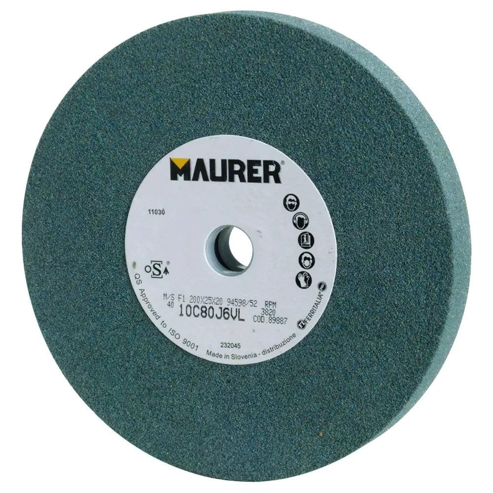 Disco de desbaste de carboneto de silício Maurer 200x20x20 mm, grão 80