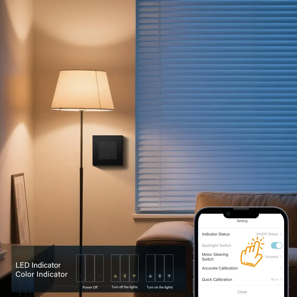 Bseed Echo Interruptor Inteligente Zigbee para Estores e Persianas Compatível com Tuya, Alexa e Google Assistant Bseedswitch