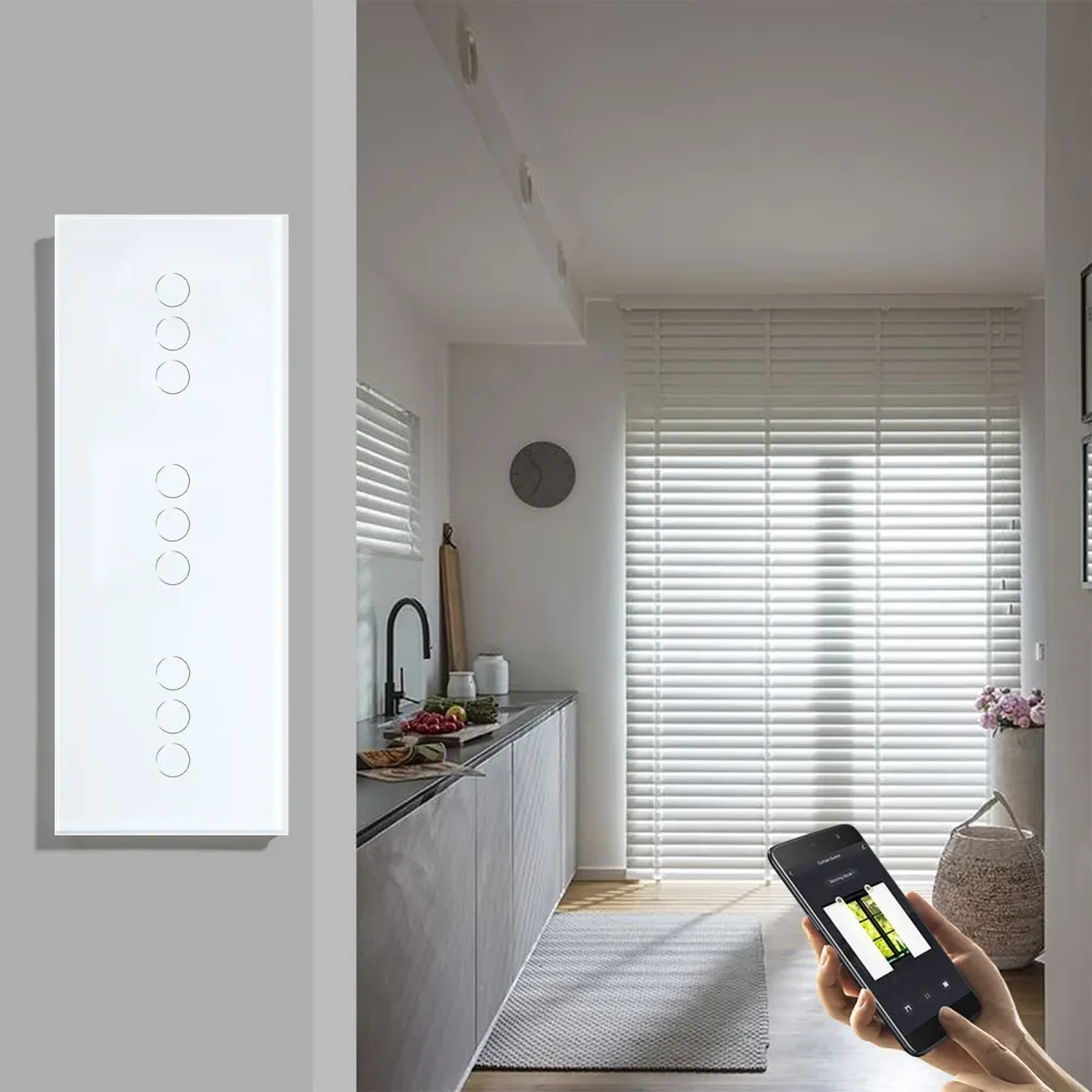 BSEED Interruptor Triplo para Estores com WiFi, Painel Tátil e Controlo por Voz 228 mm Bseedswitch