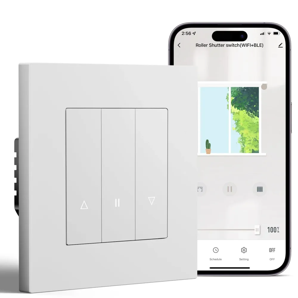 Interruptor Inteligente Wi‑Fi para Estore de Rolo Bseed Echo, Compatível com Tuya, Alexa e Google Assistant, com Painel de...