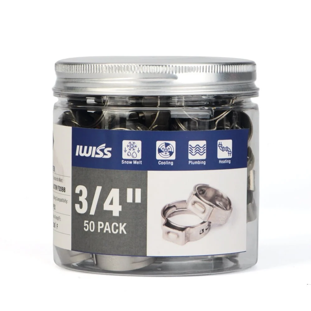 éis de fixação de ço inoxidável de 3/4 polegadas para tubo PEX F2098 padrão - 50 peças