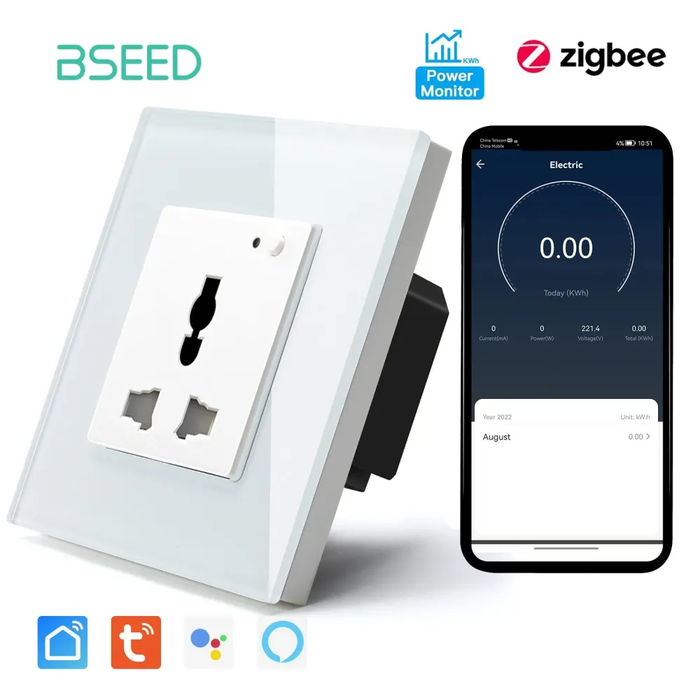 BSEED Tomadas de Parede Multifuncionais ZigBee com Monitorização de Energia e Proteção Infantil Bseedswitch