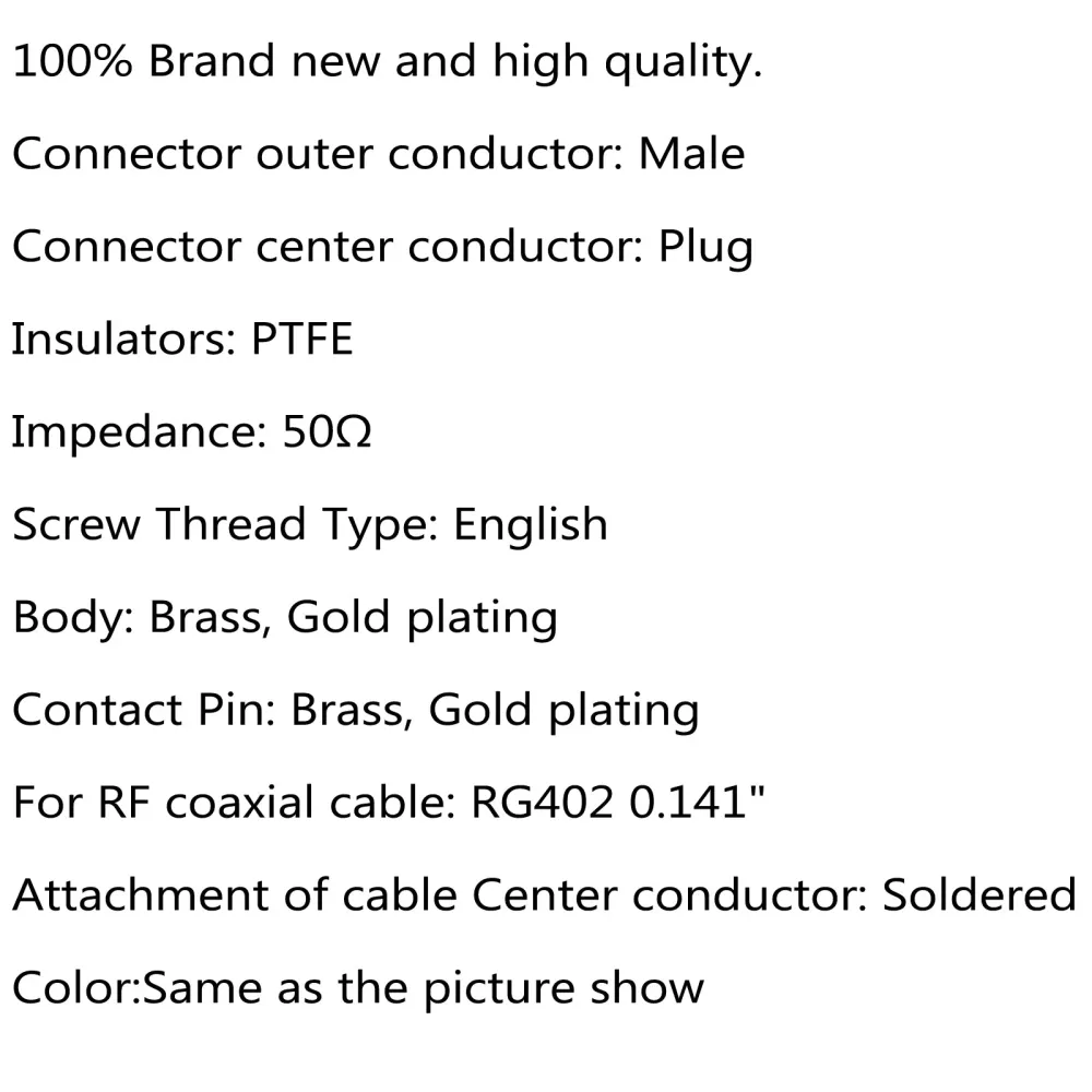 Conector SMA macho para solda RG402 com 10 peças 0.141" Cabo semi-rígido reto