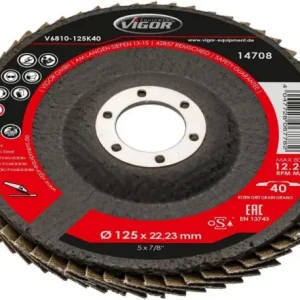 Conjunto de arruelas de pressão serrilhadas VIGOR, 125 mm, K-40, número de ferramentas: 10, V6810-125K40