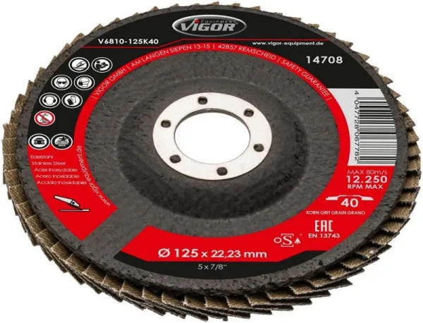 Conjunto de arruelas de pressão serrilhadas VIGOR, 125 mm, K-40, número de ferramentas: 10, V6810-125K40