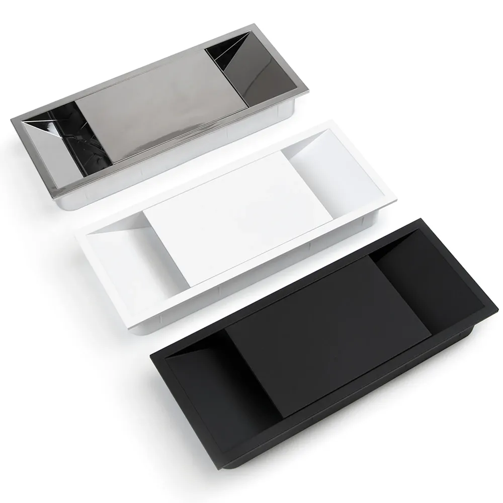 Emuca Conjunto de 5 Passa-cabos de mesa Plaswire 152, retangulares, 146x56mm, para embutir, Plástico, Branco