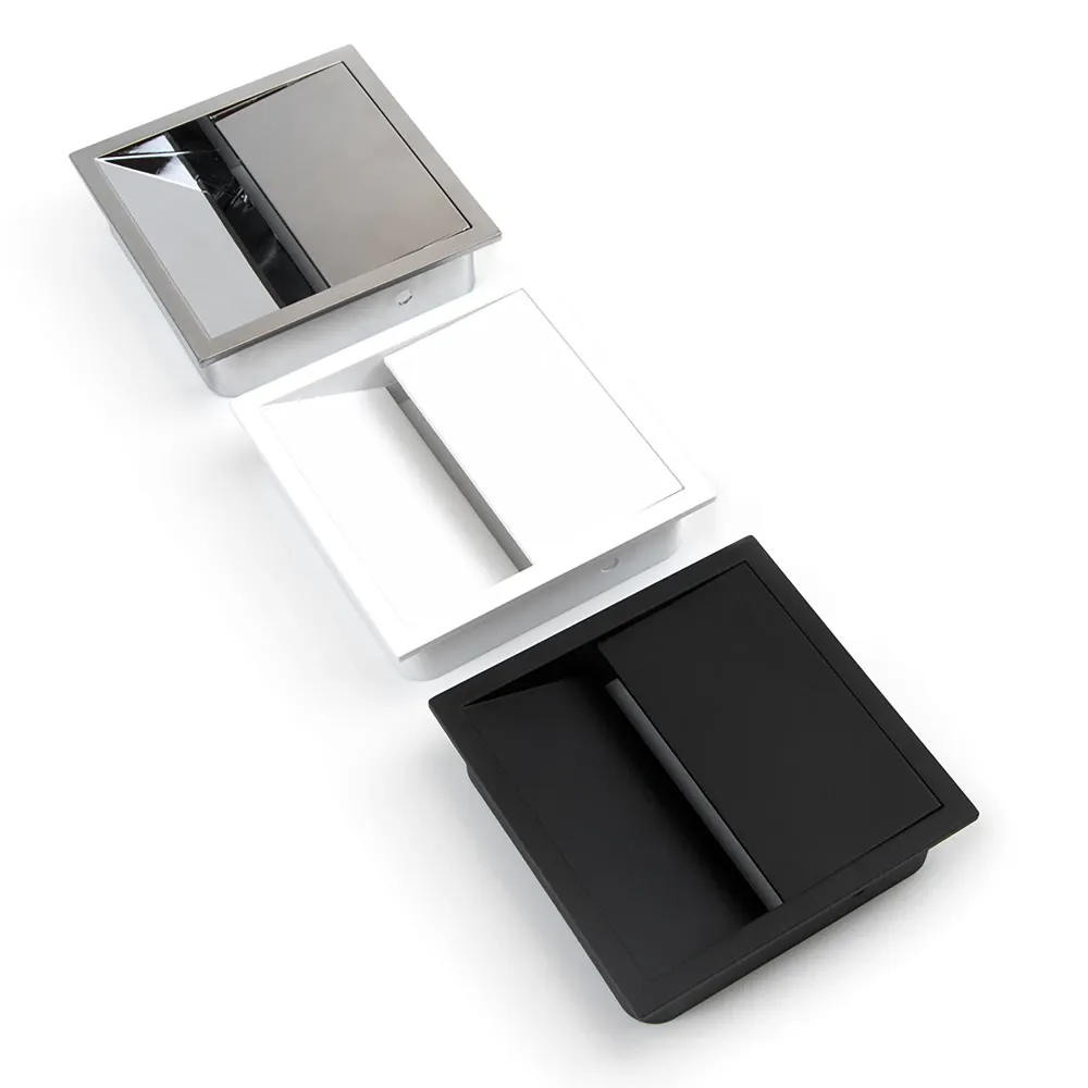 Emuca Conjunto de 5 Passa-fios de mesa Plaswire 85, quadrados, 78x78mm, para embutir, Plástico, Branco