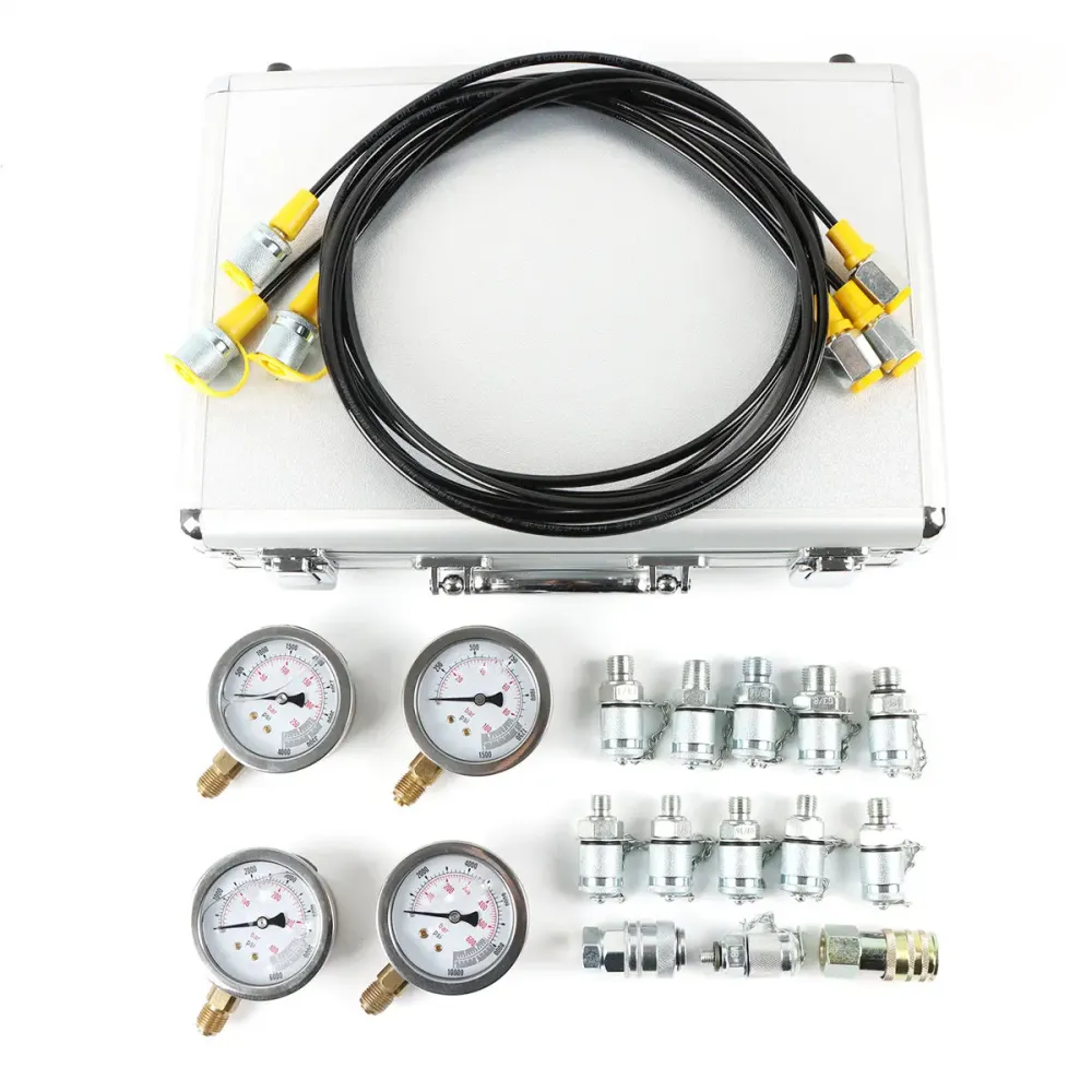 SINOCMP Kit de teste de pressão hidráulica 100/250/400/600 Bar 13 Acoplamentos 4 Medidores para máquinas de construção