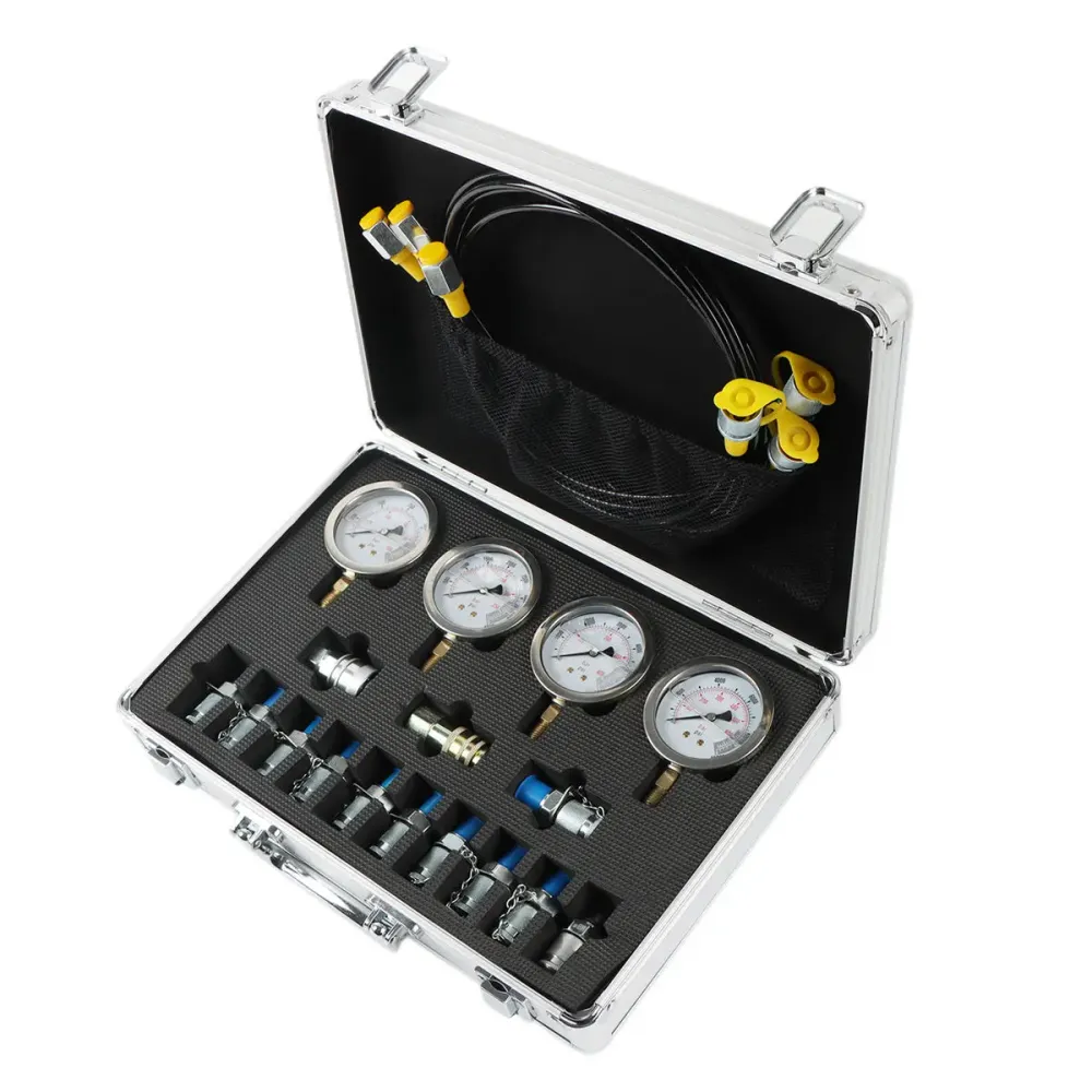 SINOCMP Kit de teste de pressão hidráulica 100/250/400/600 Bar 13 Acoplamentos 4 Medidores para máquinas de construção