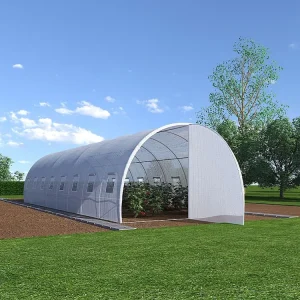 Estufa estilo túnel estrutura ço e porta 24 m² C300 x L800 x A200 cm - ALOCASIA