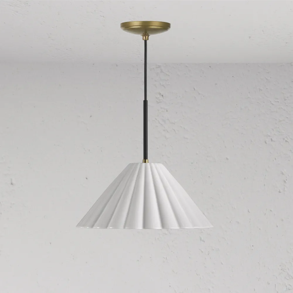 Cotswold Candeeiro suspenso médio porcelana fina - Latão Antigo