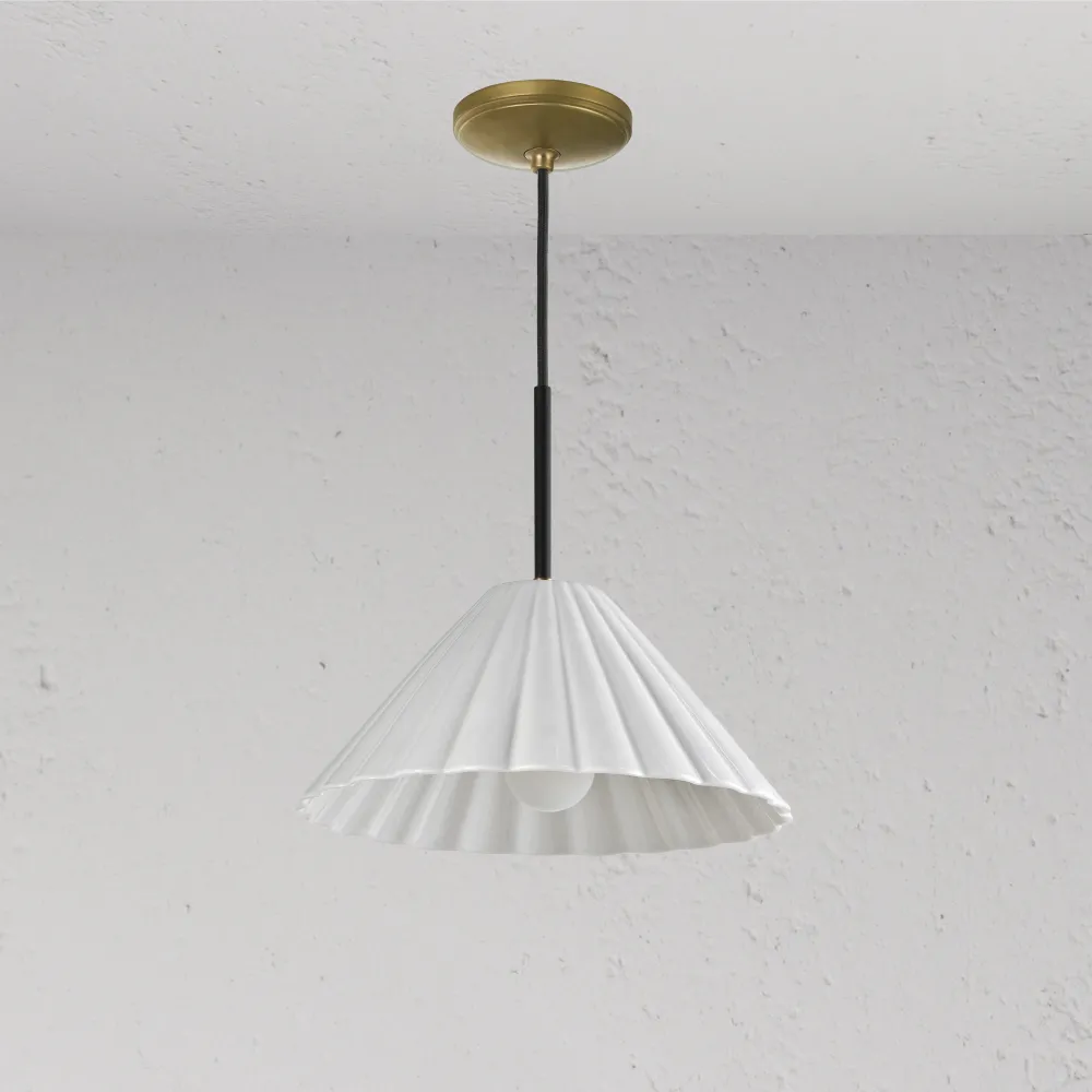 Cotswold Candeeiro suspenso médio porcelana fina - Latão Antigo