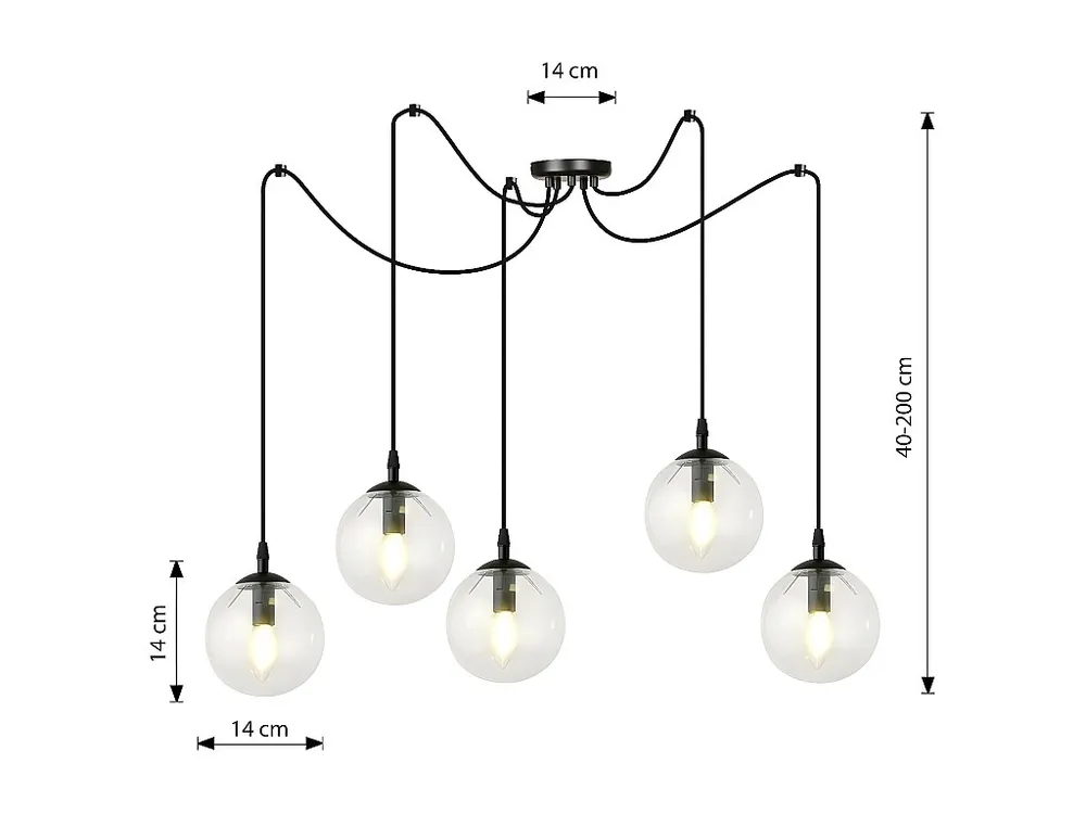 Candeeiro Suspenso Gigi, Preto, 200x200x70 cm, EPIKASA