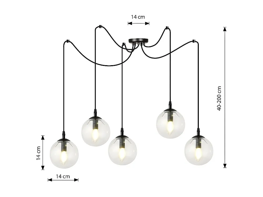 Candeeiro Suspenso Gigi, Preto, 200x200x70 cm, EPIKASA