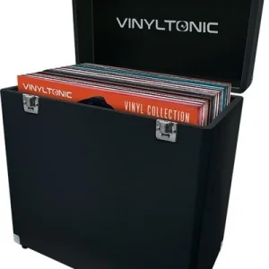 Mala Transporte Vinyl Tonic VT18BA para Discos Vinil - Preta negro Lined)