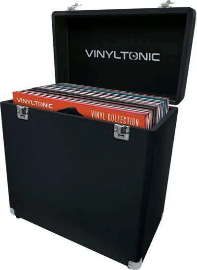 Mala Transporte Vinyl Tonic VT18BA para Discos Vinil - Preta negro Lined)