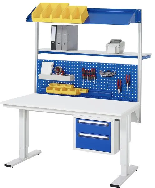 Mesa de trabalho RAU série adlatus 300 (ajustável eletricamente em altura), tampo em MDF, 750x720-1120x800 mm, 08-WT-075-0...