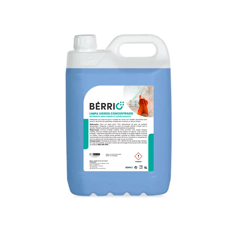 Limpa Vidros Concentrado Rápido Glass Bérrio - 5 Litros