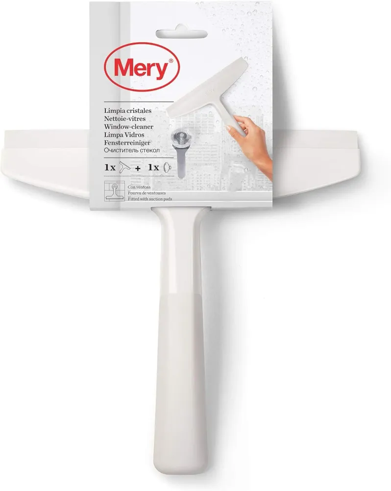 MERY Limpa Vidros Cinza Distinto e Branco com Ventosa para Superfícies Lisas