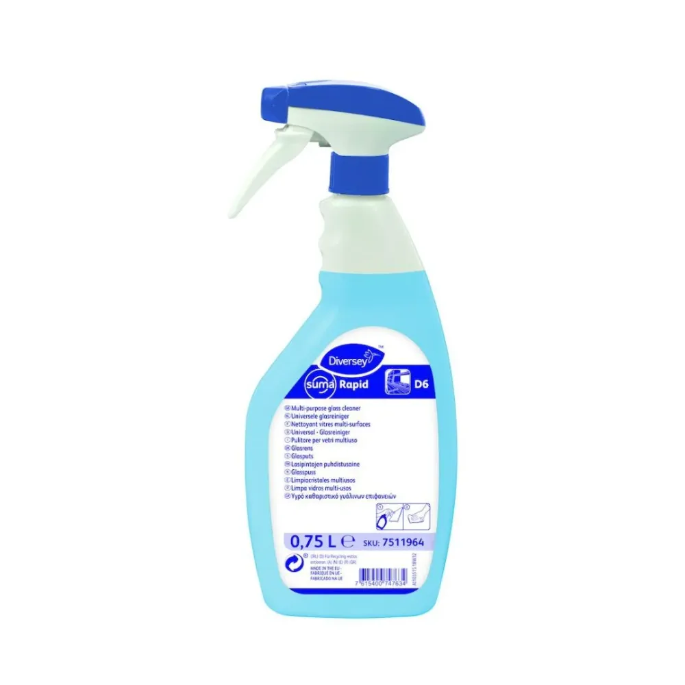 Profissional Premium Diversey Suma Acelerado D6 - Detergente para limpeza de vidros com fórmula neutra e acabamento transp...
