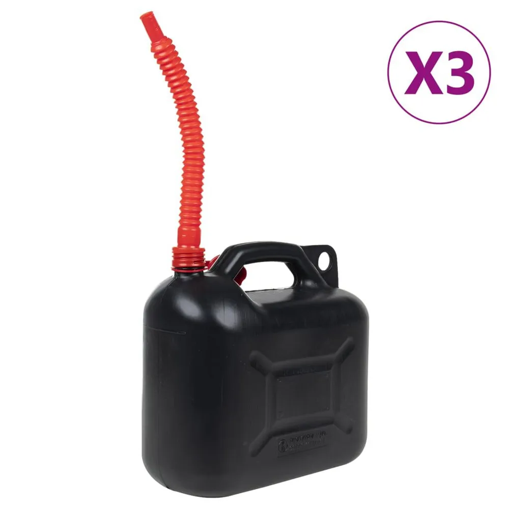 Bidão de combustível com bico flexível 3 pcs plástico 10 L preto