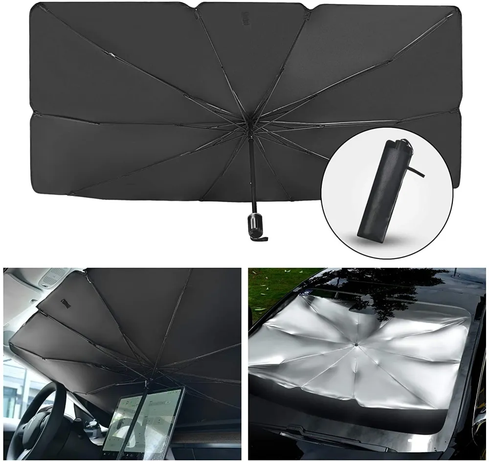 Faixa de Proteção Parasol Dobrável para Carro - Formato Guarda-Chuva
