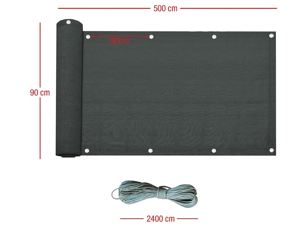 Quebra de vento Protector solar Guarda-sol Polietileno Antracite Cinza 0,9x5
