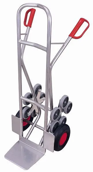 Carro de escada em alumínio VARIOfit, 2 estrelas de roda de cinco braços, dimensões externas: 610 x 705 x 1.310 mm (LxPxA)...