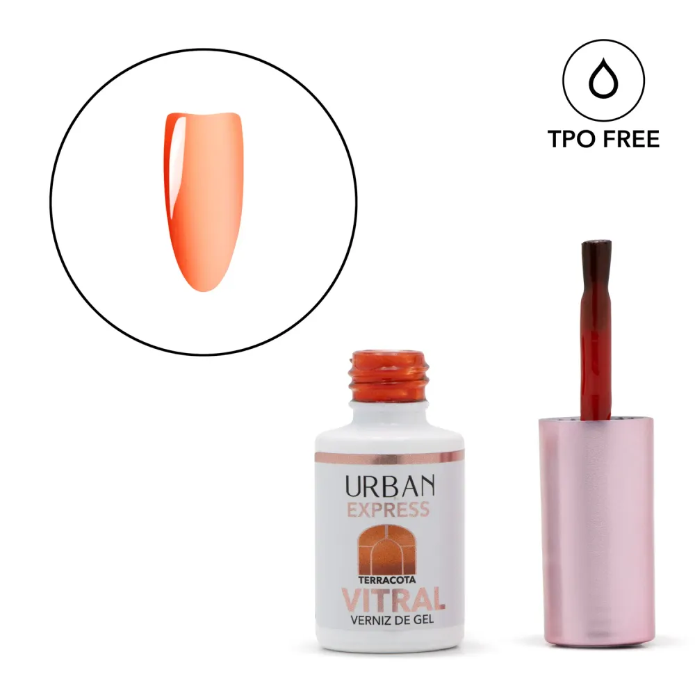 Cor Verniz Gel Translúcida - Express Vitral Terracota 6ml para Vidro Elétrico