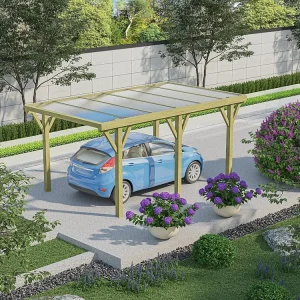 Abrigo carro individual autoportante madeira tratada teto em PVC 1 viatura 15 m² - OURANOS
