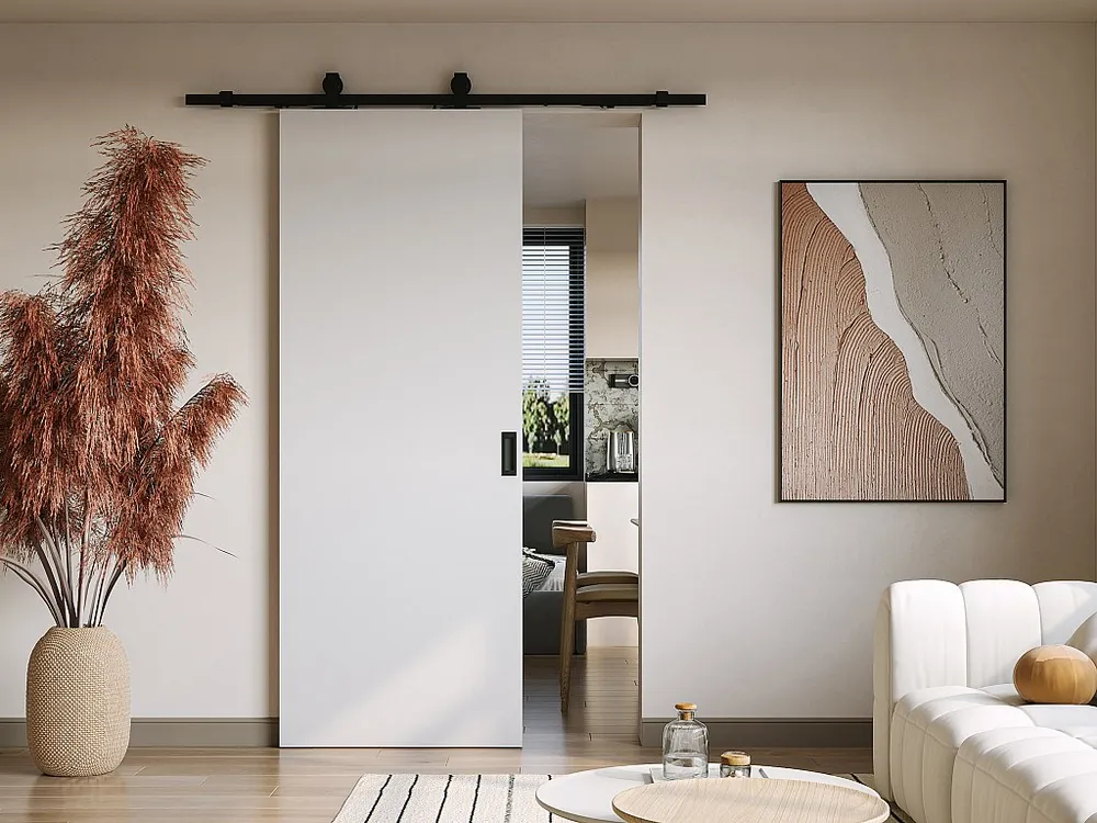 Porta de correr em aplique A205 x C83 cm MDF + PVC branco - VARIN II