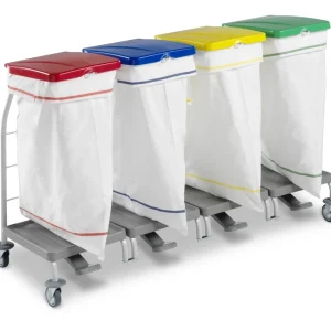 TTS Carro para Roupa Linen Trolley Dust 4167 em Linho Rilsan Envernizado 4x70 L com Tampa e Pedais com Certificado de Conf...