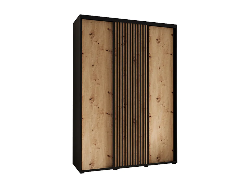 Armário SAPPORO 1 com portas de correr 205,2/180/60 3 puertas (preto/artisan)