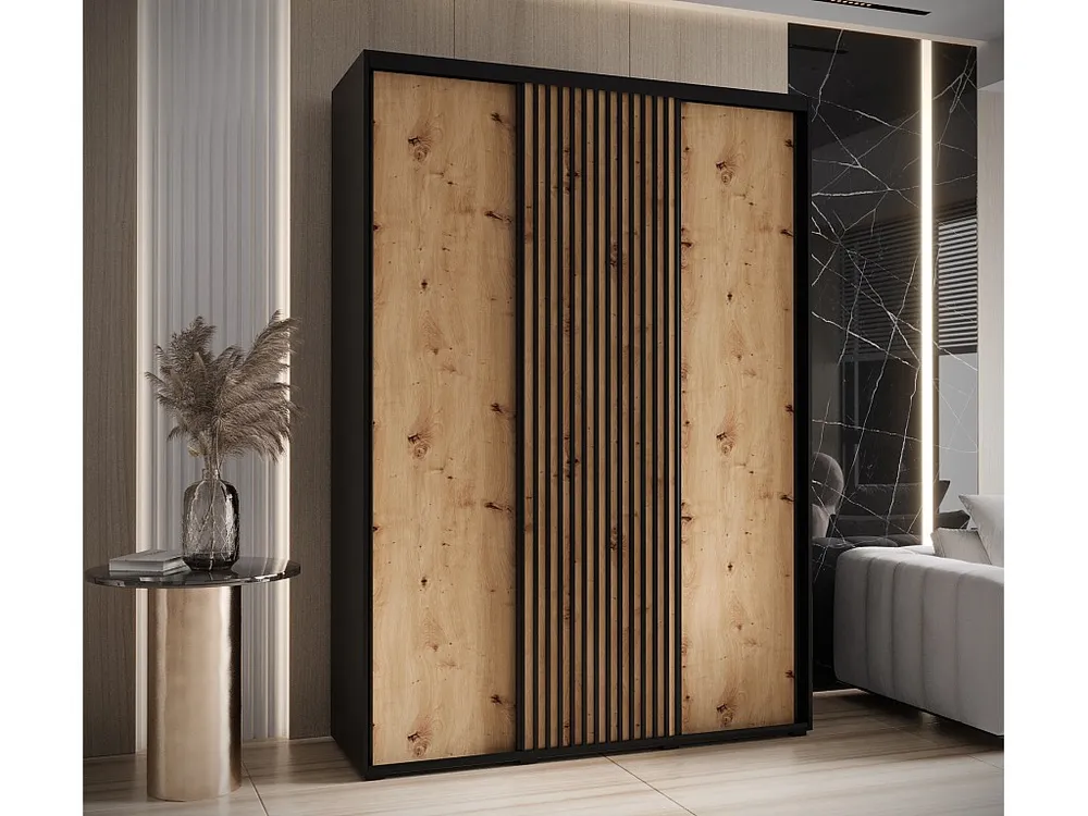 Armário SAPPORO 1 com portas de correr 205,2/180/60 3 puertas (preto/artisan)