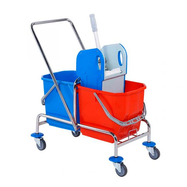 Óculos de Proteção Carro de Limpeza Metálico com Dois Baldes e Espremedor - 2x25 Litros