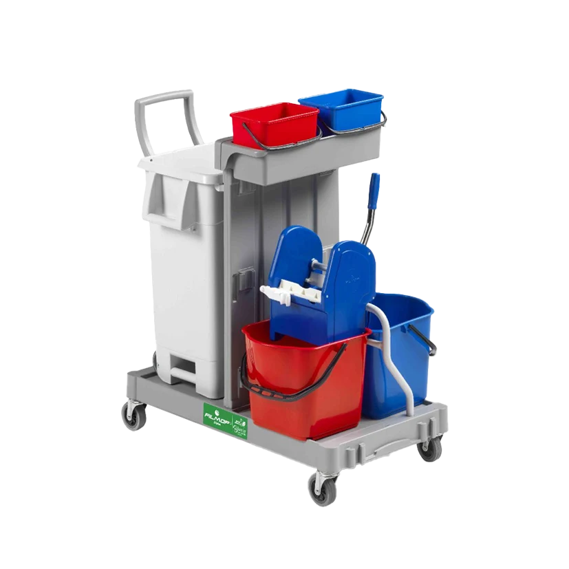 FILMOP Carro Multiusos ALPHA 0401402 com Recipiente Prático de 70 L Kit Completo 5 Peças