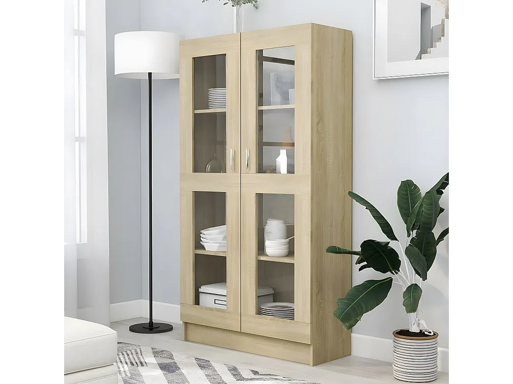 Armário vitrine 82,5x30,5x150cm contraplacado carvalho sonoma com Fita Autocolante