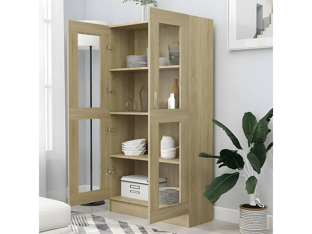 Armário vitrine 82,5x30,5x150cm contraplacado carvalho sonoma com Fita Autocolante