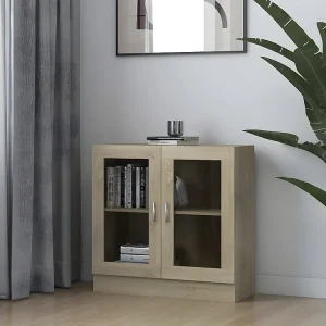 Armário vitrine 82,5x30,5x80cm contraplacado carvalho sonoma para Organização