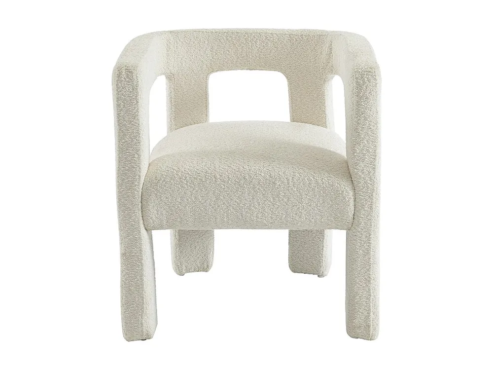 Cadeira com apoios de braço tecido bouclé e metálico branco - SOFANA