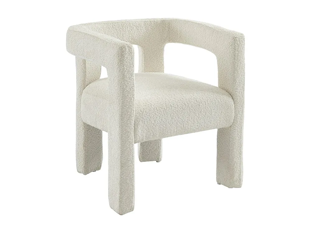 Cadeira com apoios de braço tecido bouclé e metálico branco - SOFANA