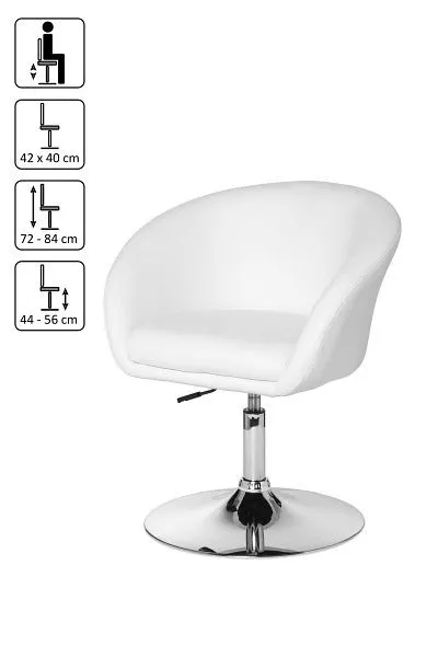 Cadeira de relaxamento Amstyle Design couro sintético branco, SPM2.158 com 6 Ganchos Incluídos