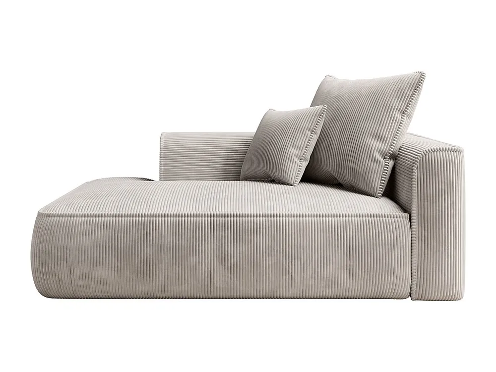 Chaise longue direita veludo canelado bege design PINETA com Luz LED Integrada