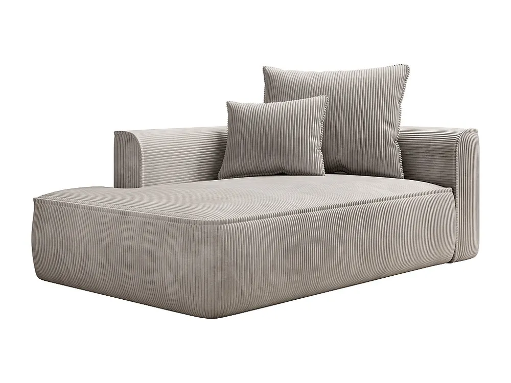 Chaise longue direita veludo canelado bege design PINETA com Luz LED Integrada