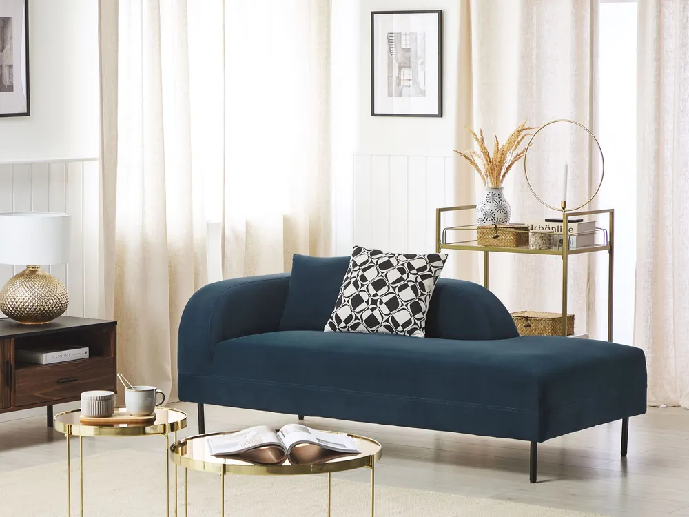 Chaise longue de veludo azul turvo LE CRAU