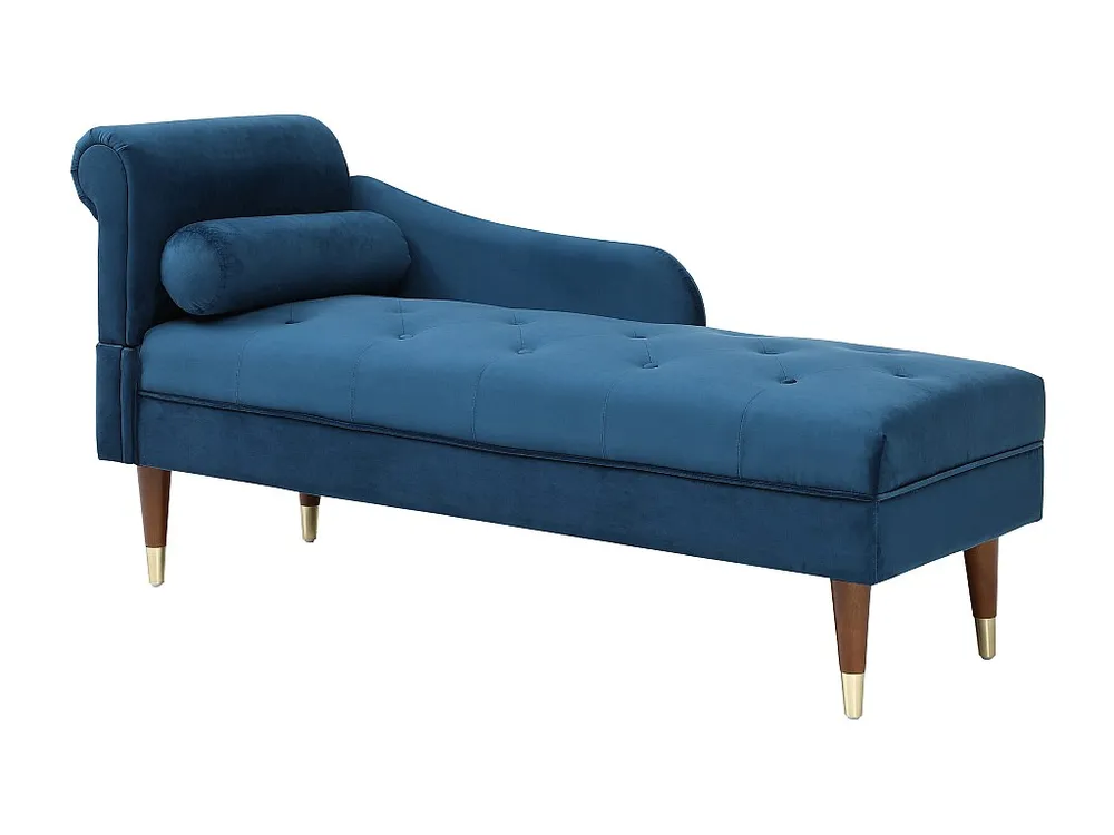 Chaise-longue direita em veludo azul-esverdeado estilo art déco UMARI com Luz LED Integrada