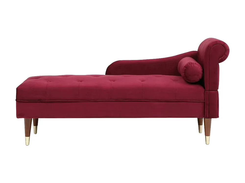 Chaise-longue esquerda em veludo bordeaux estilo art déco UMARI - Compatibilidade Garantida