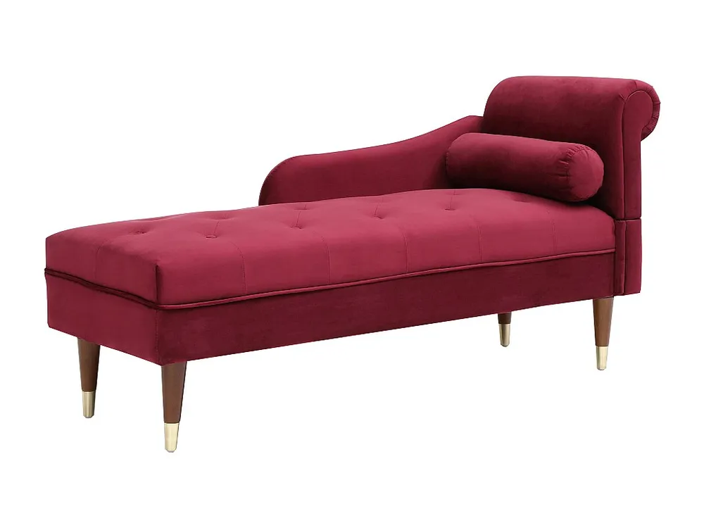 Chaise-longue esquerda em veludo bordeaux estilo art déco UMARI - Compatibilidade Garantida