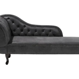 Chaise-longue em pele sintética cinzenta com apoio à esquerda NIMES em Madeira Compensada