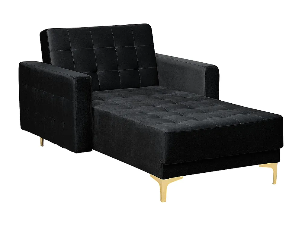 Chaise-longue reclinável em veludo preto ABERDEEN com Certificação de Seguranç